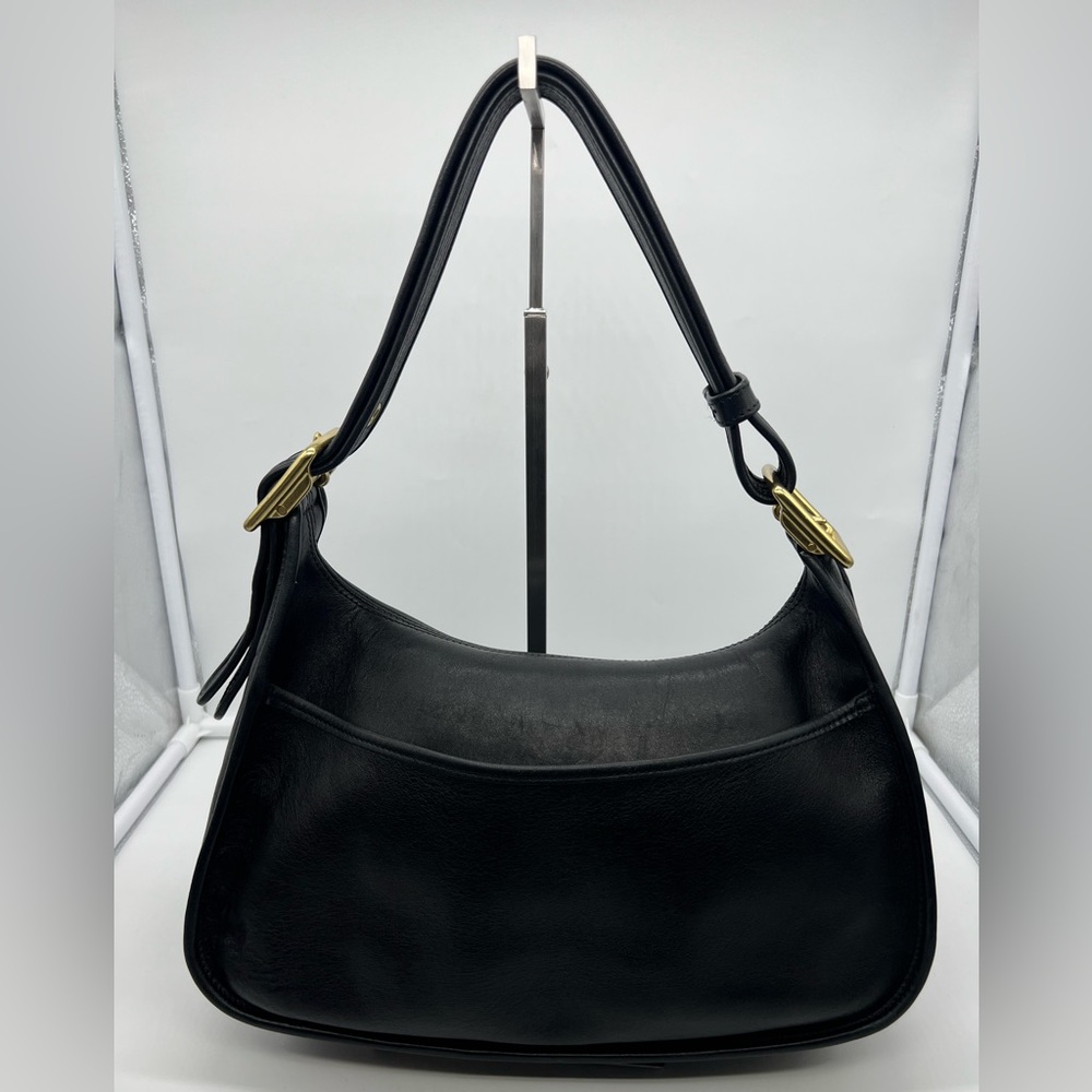 COACH VINTAGE 9338 Y2K Legacy Crescent Black Leather Shoulder Crossbody Hobo Bag - Picture 5 of 16